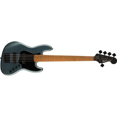 Squier (Fender) Contemporary Active Jazz Bass HH V 5-String, Gunmetal Metallic image 1