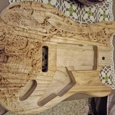 Immagine STUNNING Strat type style - skull, art nouveau, ornate Custom Hand Carved Guitar Body. Dreamopedia guitars - 1
