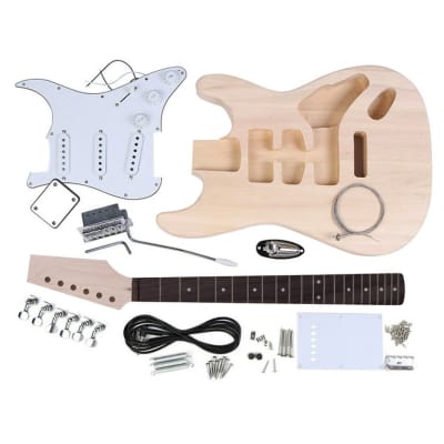 Muslady ST Style Electric Guitar Fingerboard DIY Kit Set for Guitar Lover Home entertainment,Basswood Body,Maple Neck,Rosewood image 1