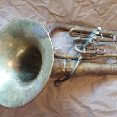 Conn Baritone Horn, USA, Brass, with mouthpiece, no case image 13