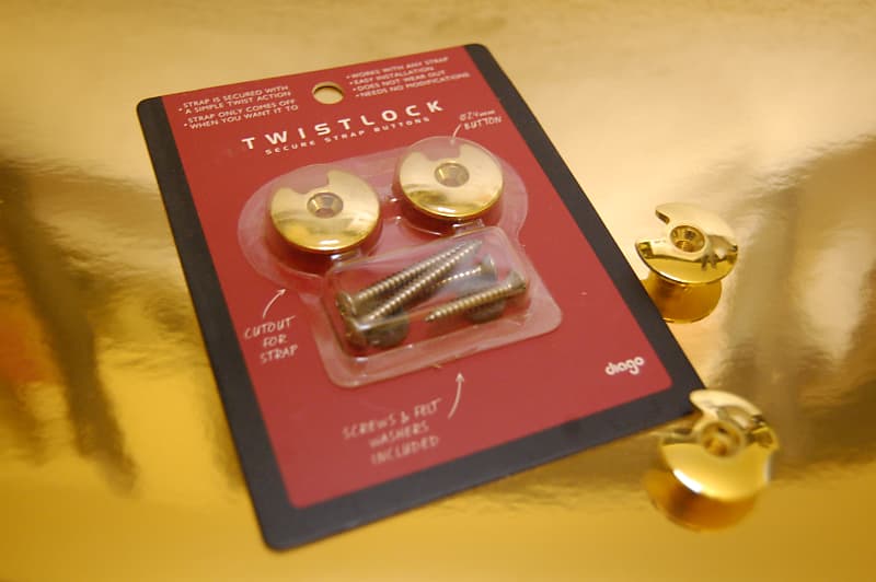 Diago Twistlock low profile strap locks Gold Reverb