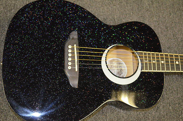 Luna Aurora Borealis 3/4 Size Acoustic Guitar Black Sparkle image 1