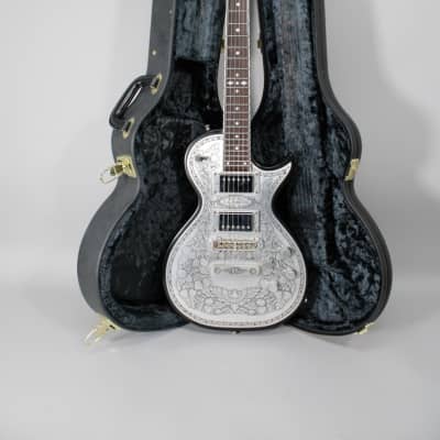 Zemaitis Guitars C24MF-2 BK Metal Front Electric Guitar, Leaf 