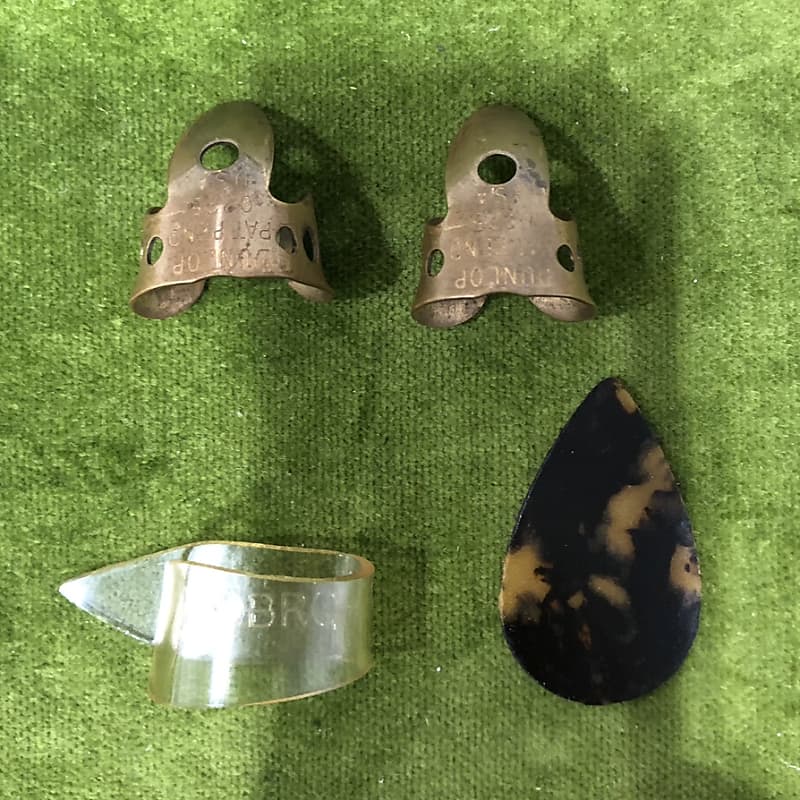 4 Vintage Picks Clear Dobro Thumbpick 2 qty. Brass Dunlop Reverb