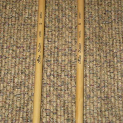 one pair new old stock A+ Mike Balter MB5B (5B) Medium Hard Keyboard Mallets - 1" diameter Oval Dark Green Rubber HEADS and Natural Birch HANDLES (for Marimba, Xylophone) mid to late 1990s (+ packaging) Unwound Series image 7