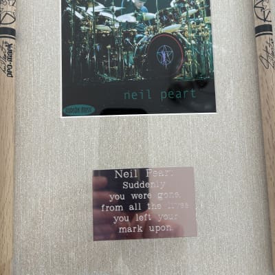 Neil Peart Autographed, Framed and Authenticated, Anatomy of A Drum Solo Promo Card with Limited Edition Sticks. image 4
