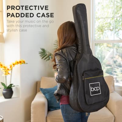 Best Choice Products Full Size Beginner Acoustic Guitar Set with Case, Strap, Capo - 41in-Dark Brown image 18