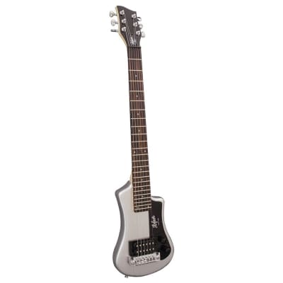 Hofner Shorty Electric Travel Guitar w/Gig Bag - Silver Sparkle - Used image 2