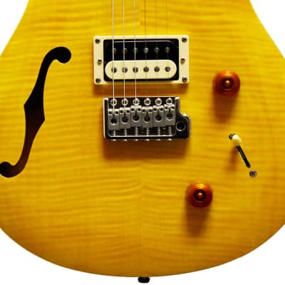 PRS SE Custom 22 Semi-Hollow Body Electric Guitar in Santana Yellow image 10