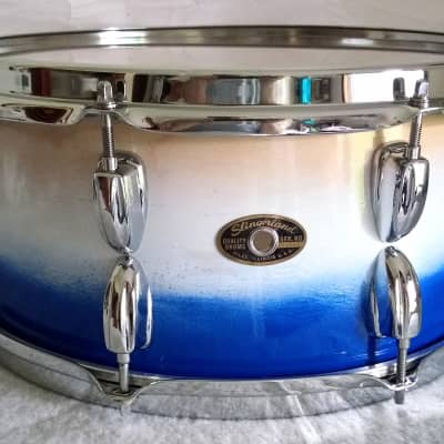 Snare Drum 14 x 6.5" with rings - 60's brass badge Blue White Natural Burst image 1