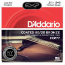 D'Addario EXP77 Coated 80/20 Bronze Mandolin Strings, Medium, 11-40