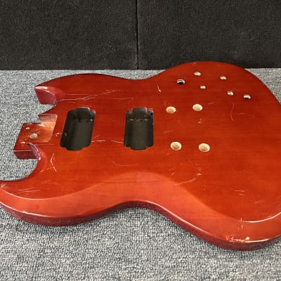 Unbranded SG style guitar body - worn cherry Project build #3 image 7
