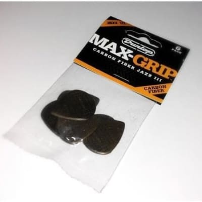 Dunlop Max Grip Jazz III Carbon Fibre Guitar Picks - Pack Of 6 (471R3C) image 3