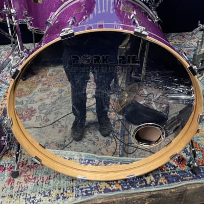 Frank Ferrer's Guns N Roses, Pork Pie, 2016 Drum Set, 24",16",14",13",12" Purple Sparkle. Signed! Authenticated! image 9