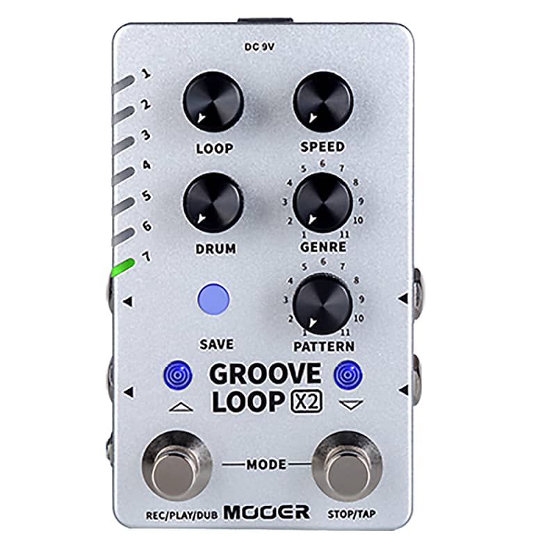 Mooer Groove Loop X2 Looper Drum Machine Guitar Effector + Power Supply