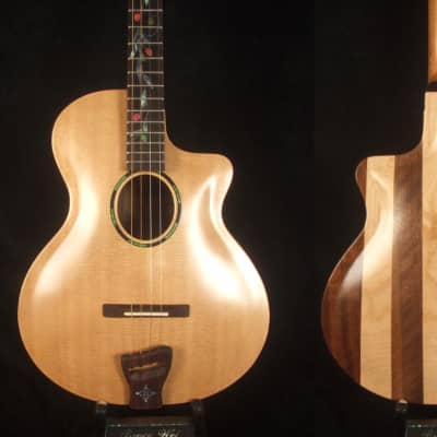 Bruce Wei Spruce & Walnut ARCHTOP 4 String Tenor Guitar, MOP Inlay TG-2042 image 1