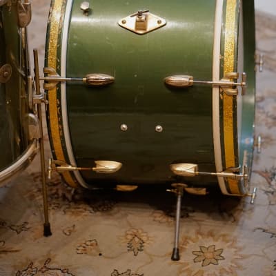 Vintage Original Gretsch Cadillac Green 13/16/22 Drum Set - 1950's image 3