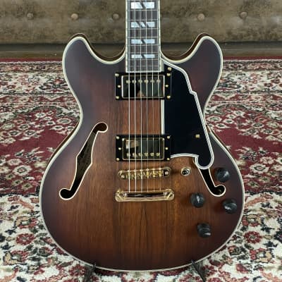 D'Angelico Deluxe Mini DC with Stop-Bar Tailpiece Satin Brown Burst incl. Case + 3,138 kg + NEW image 1