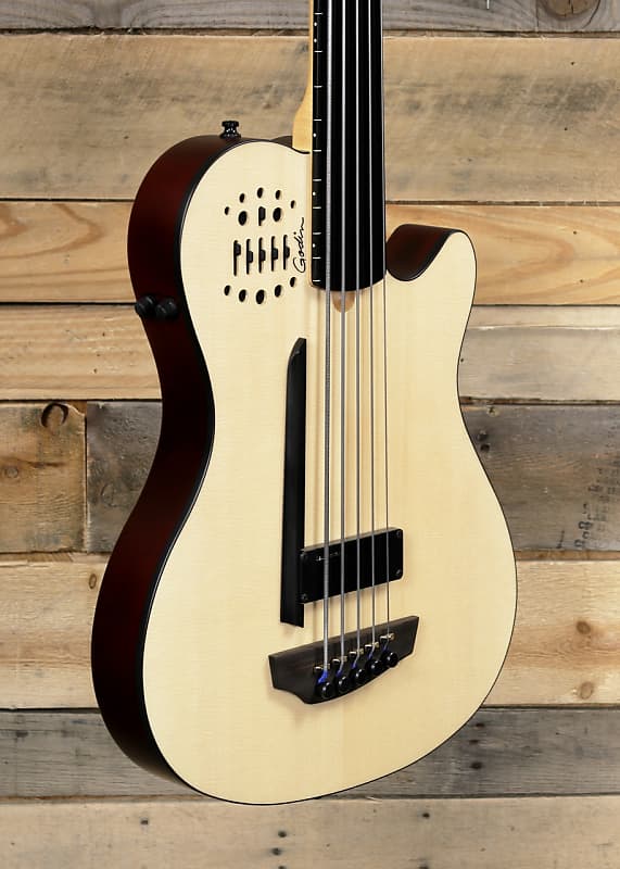 Godin A5 Ultra Natural Fretless 5-String Bass Natural w/ Gigbag image 1