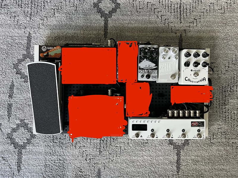 Lot of overdrive pedals, volume pedal, and switcher Reverb