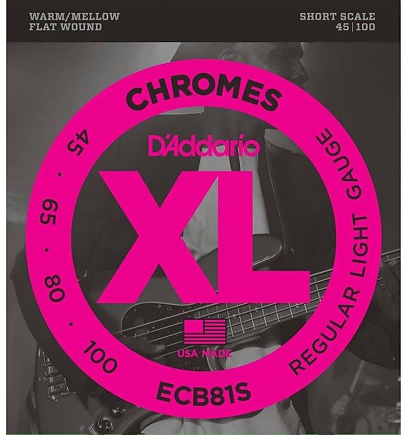 D'Addario ECB81S Chromes Bass Guitar Strings Light 45-100 Short Scale image 1