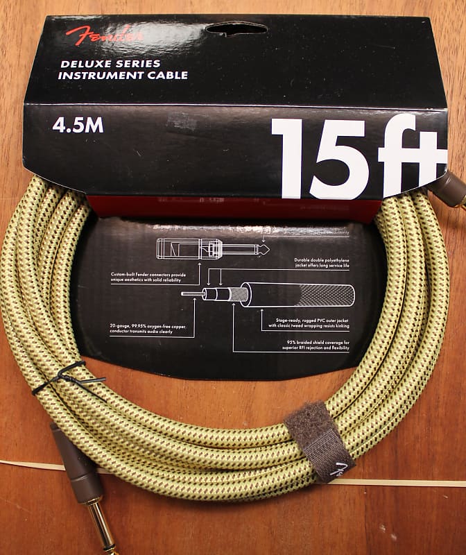Fender Deluxe Series Instrument 1/4 Inch Cable Tweed 15 Feet image 1