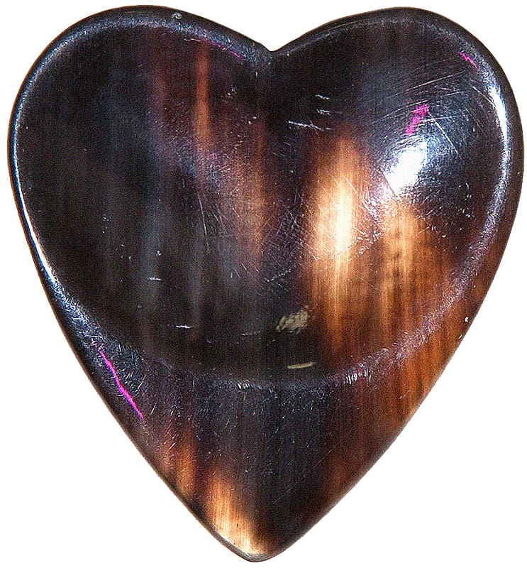 W4M Dark Horn Luxury Guitar Pick - Heart Shape - Right Hand - Dimple Thumb - Groove Index image 1