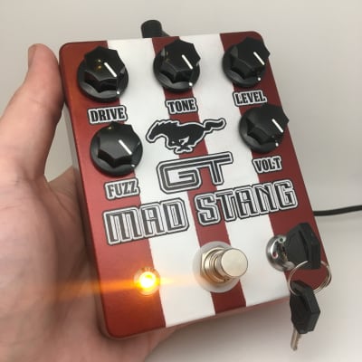 Futile Art FX Custom Shop 🐎 Mad Stang GT Fuzz Drive w. Real Ignition Key Cherry Red JRC4558D image 7