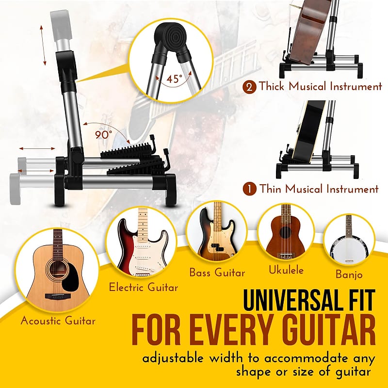 Guitar Stand Folding Adjustable A-Frame Floor Portable Instrument Stand  Rack Holder For Acoustic Electric Classical Guitar And Bass, Violin,  Ukulele