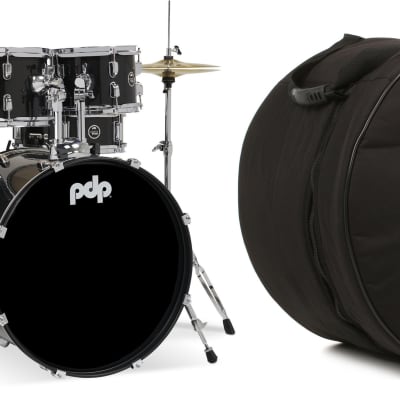 PDP Center Stage PDCE2215KTIB 5-piece Complete Drum Set with Cymbals - Iridescent Black Sparkle  Bundle with Humes & Berg Galaxy Floor Tom Bag - 14" x 16" image 1