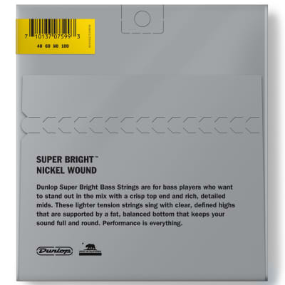 Dunlop Super Bright Nickel Plated Steel 4-String Bass Strings, Light (40-100) image 4