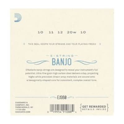 D'Addario EJS60 5-String Banjo Stainless Steel Light 10-20 image 2