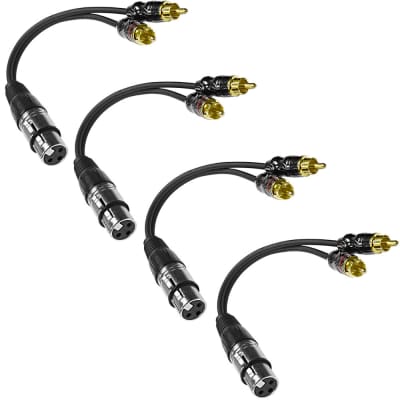 4 Pack of 6 Inch Splitter Patch Y Cables - 1 XLR Female to 2 RCA Male - NEW image 1