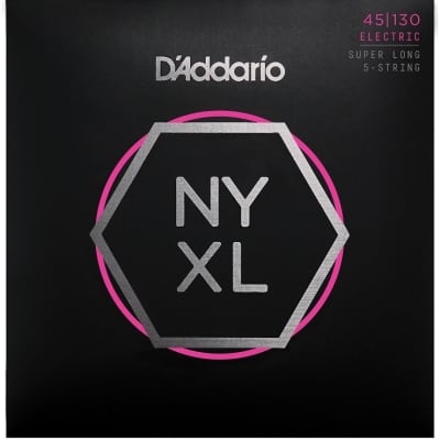 D'Addario NYXL45130 Nickel Wound Bass Guitar Strings - .045-.130 Regular Light  Long Scale  5-string image 1