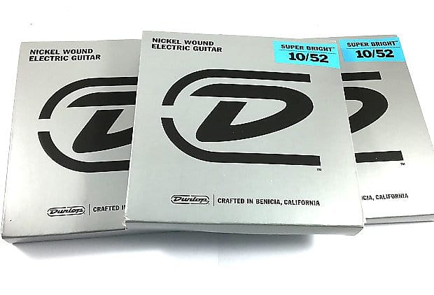 Dunlop Super Bright Guitar Strings Electric 3 Pack 10 52 Nickel