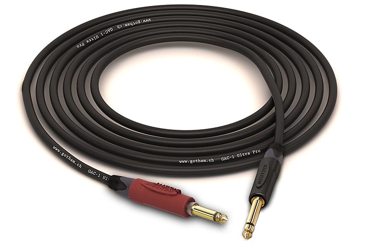 Gotham GAC-1 Ultra Pro Instrument Cable | Neutrik Gold Silent 1/4" TS to 1/4" TS | Black 20 Feet image 1
