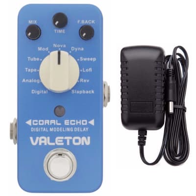 Valeton Coral Echo Digital Modeling Delay Pedal (11 Modes) Includes Power Supply image 2