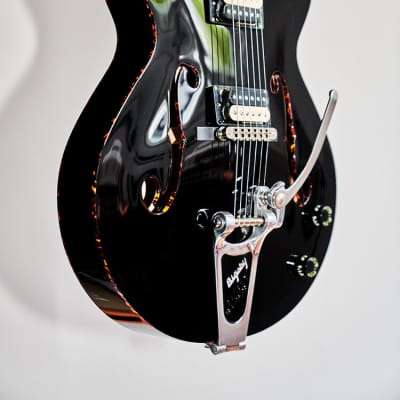 UKDC - Blast Cult Hollow Body Electric Guitar - Gloss Black image 2