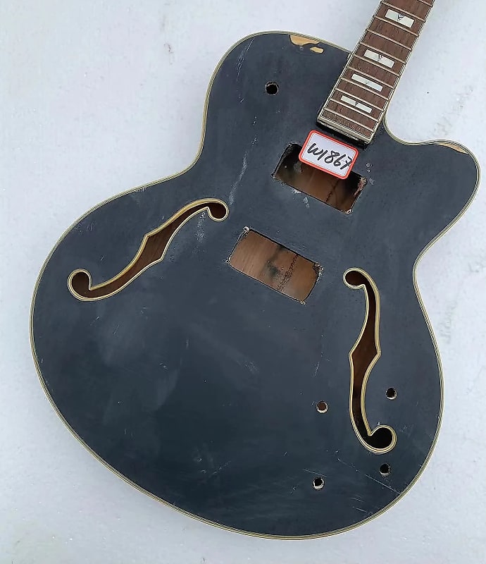 Black Jazz Guitar Hollow Body with Neck and Rosewood | Reverb