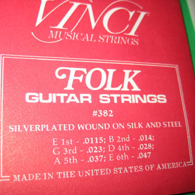 Vinci Set of Folk Guitar Strings # 382  Silk and Steel Vintage 1970's image 4