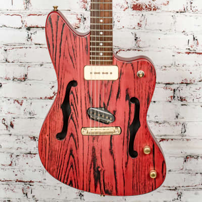 Slick - SL56 - Semi-Hollow Offset Electric, Red Raw Grain - x0274 - USED for sale