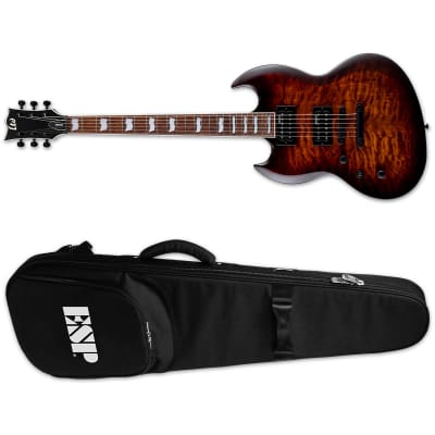 ESP LTD VIPER-256 QM DBSB LH Dark Brown Sunburst Left Handed Electric Guitar + ESP TKL Gig Bag - NEW image 1