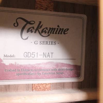 Takamine GD51 NAT G50 Series Dreadnought Acoustic Guitar 2010s - Natural Gloss image 3