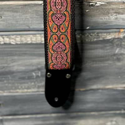 PRS Paul Reed Smith Deluxe 2" Retro Guitar Strap- Black & Pink image 4