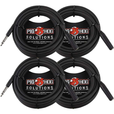 4 PACK Pig Hog PHX14-25 Solutions - 25ft Headphone Extension Cable, 1/4" - NEW image 1