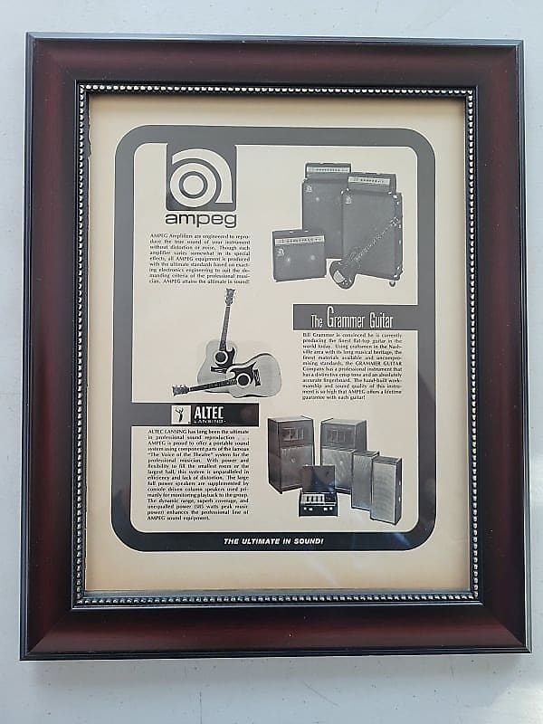 1968 Ampeg Promotional Ad Framed Ampeg Amps, Ampeg Scroll | Reverb