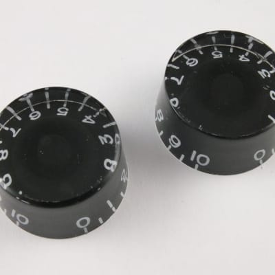 2 Black Speed Dial Knobs for USA Gibson Les Paul, SG & PRS electric guitars 24 spline fit