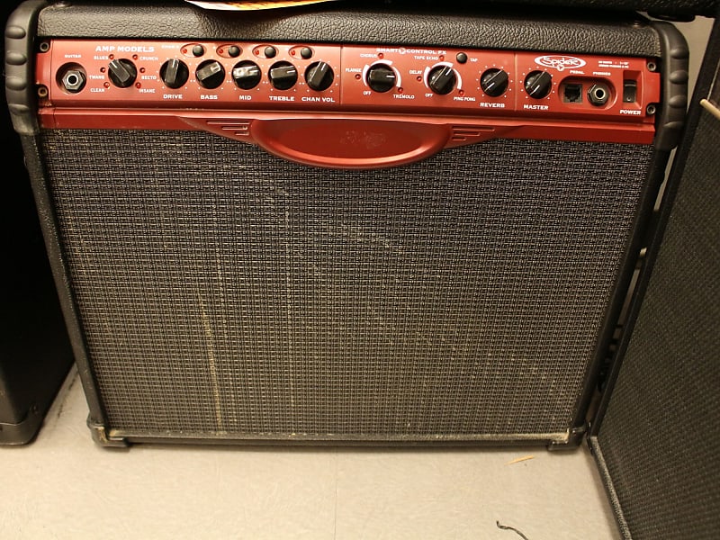 Used Line 6 Spider 112 50-Watt Modeling Guitar Combo Amplifier, Black with Red Face Plate image 1