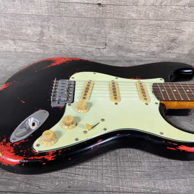 Custom Build Stratocaster 1960-1973 USED Black Over Candy Apple Red image 3