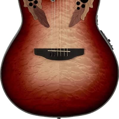 Ovation CE44LX-1R Celebrity Elite Exotic Lefty A/E Guitar, Ruby Red Burst image 2